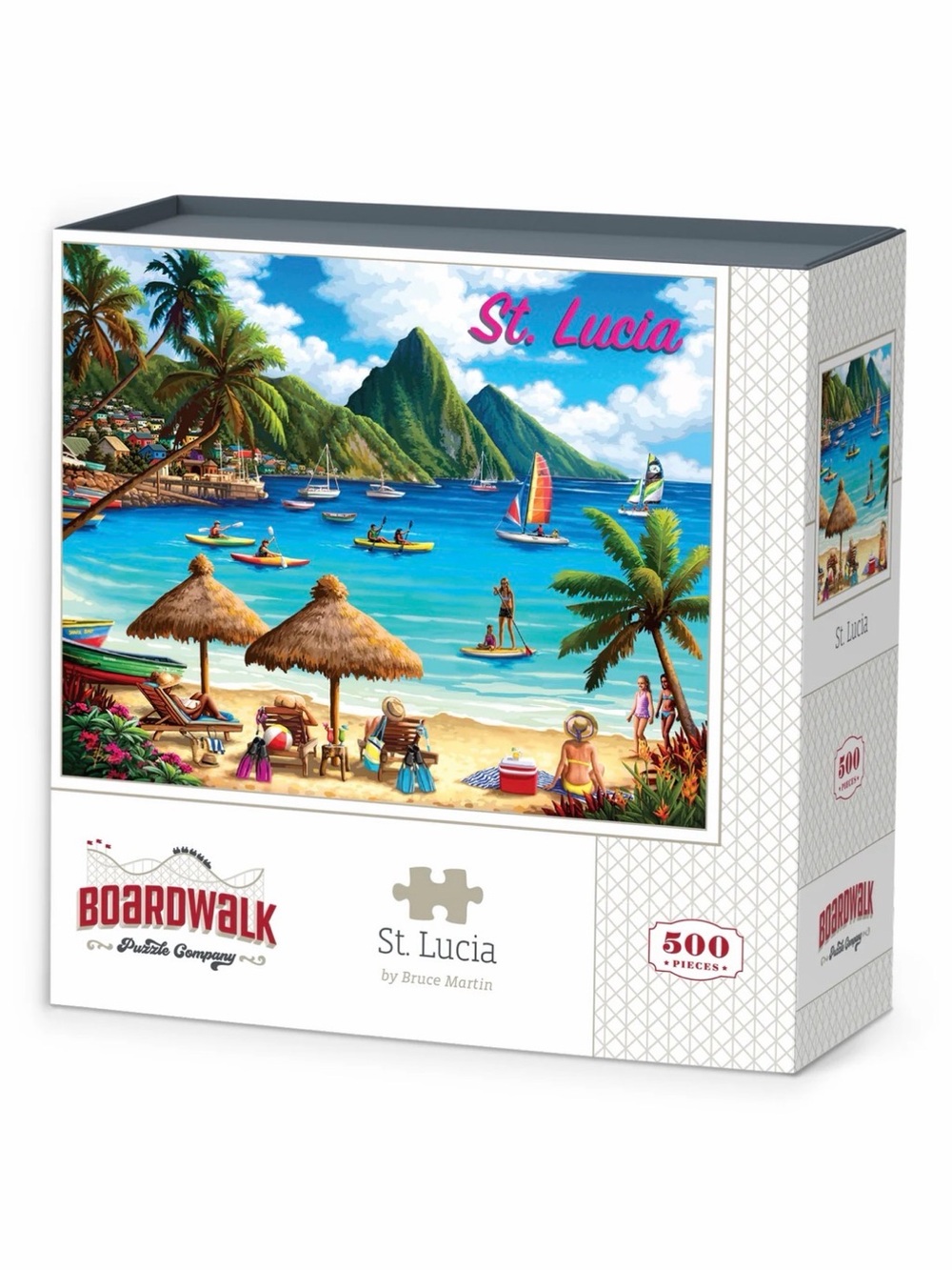 Boardwalk Iconic Places St. Lucia 500-Piece Jigsaw Puzzle - Colorful Beach Scene